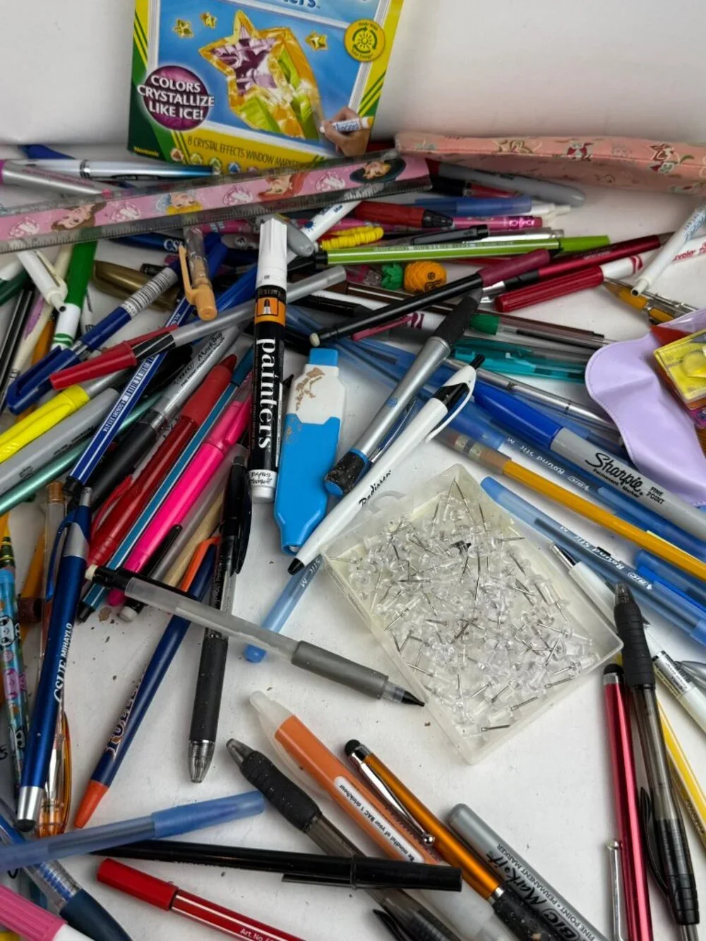 Huge Office & School Stationery Lot: Crayola Window Markers, Pens, Rulers & Pins